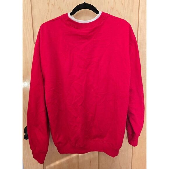 Vintage Red Christmas Sweatshirt W/ Snowman Tree Design By M.C. Sportswear Siz L - Picture 4 of 4